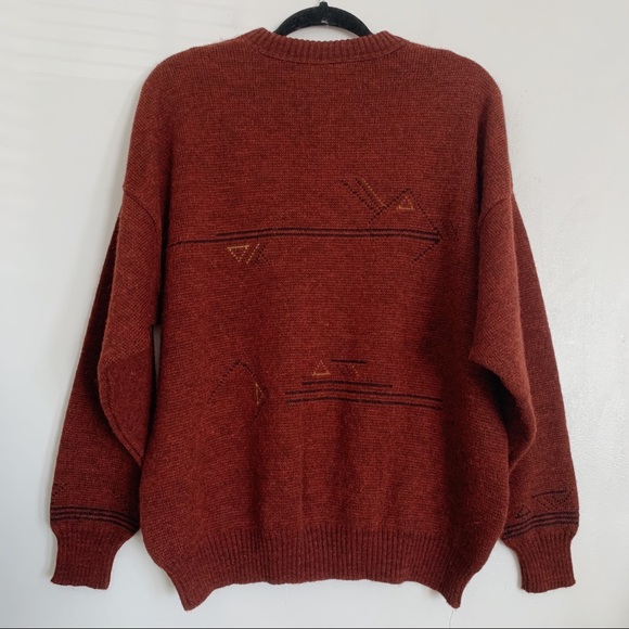 Maroon Vintage Westbury Abstract Shape Wool Alpaca Blend Crewneck Sweater XL - Picture 5 of 8